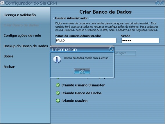 banco de dados criado com sucesso